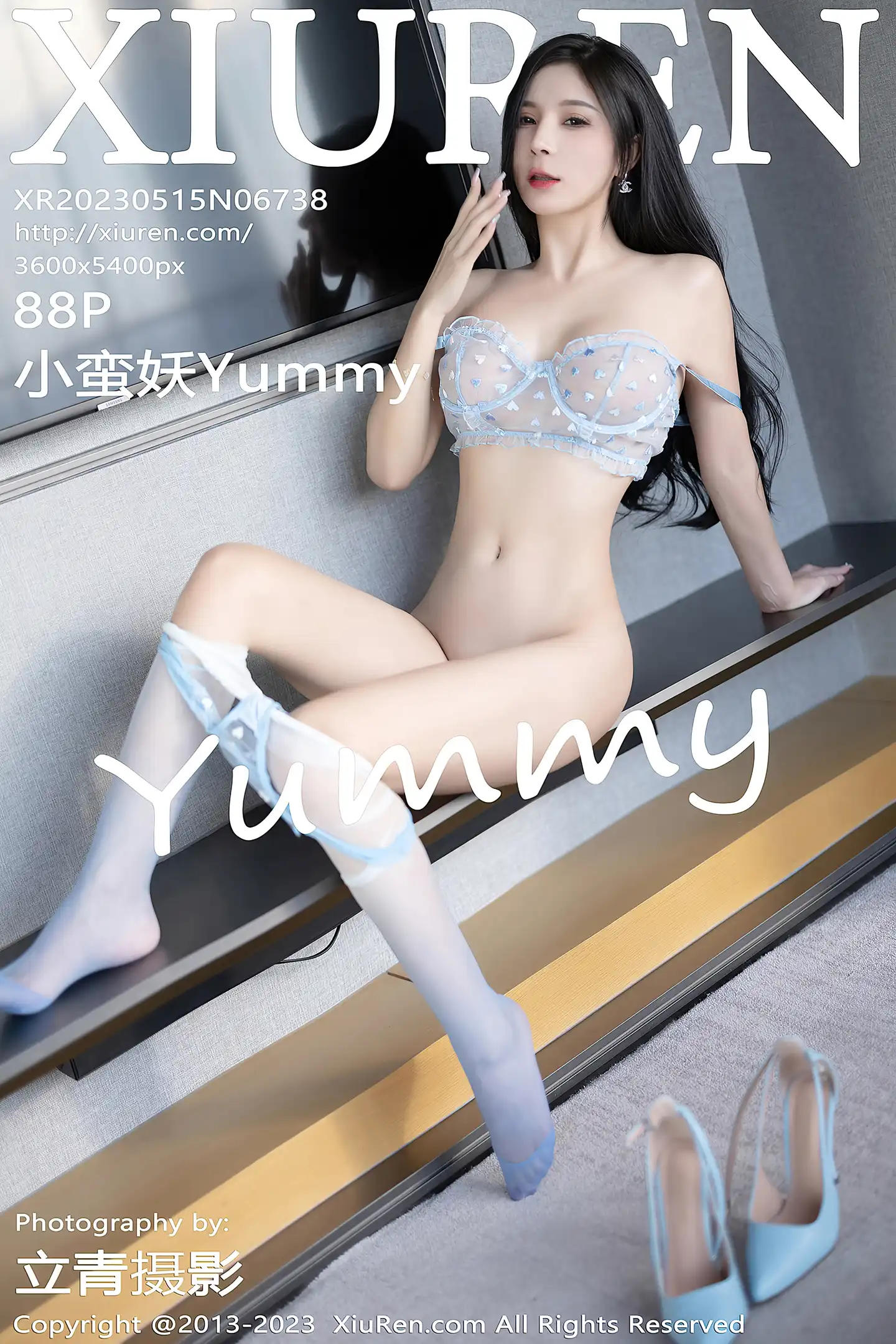 [XiuRen秀人网]No.6738_模特小蛮妖Yummy淡蓝色轻透蕾丝内衣配超薄丝袜迷人诱惑写真88P-秀人网 - XiuRen.Space